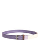 Men Purple Canvas Silver Metal Buckle Belt
