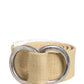 Men Beige Canvas Silver Metal Buckle Cintura Belt