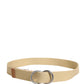 Men Beige Canvas Silver Metal Buckle Cintura Belt