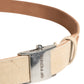 Men Beige Canvas Silver Metal Buckle Cintura Belt