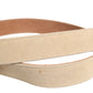 Men Beige Canvas Silver Metal Buckle Cintura Belt