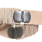 Women Beige Polyester Silver Metal Buckle Waist Belt
