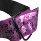 Women Purple Sequined Silver Metal Buckle Belt