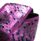Women Purple Sequined Silver Metal Buckle Belt