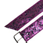 Women Purple Sequined Silver Metal Buckle Belt
