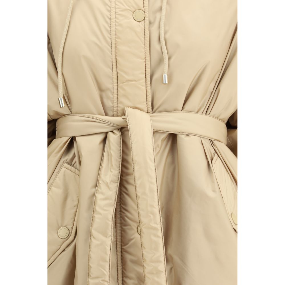 Beige Polyester Full-Length Jacket