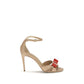 Beige Calf Leather Bos Taurus Stiletto Heel Sandals