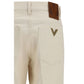 Beige Cotton Flared Jeans