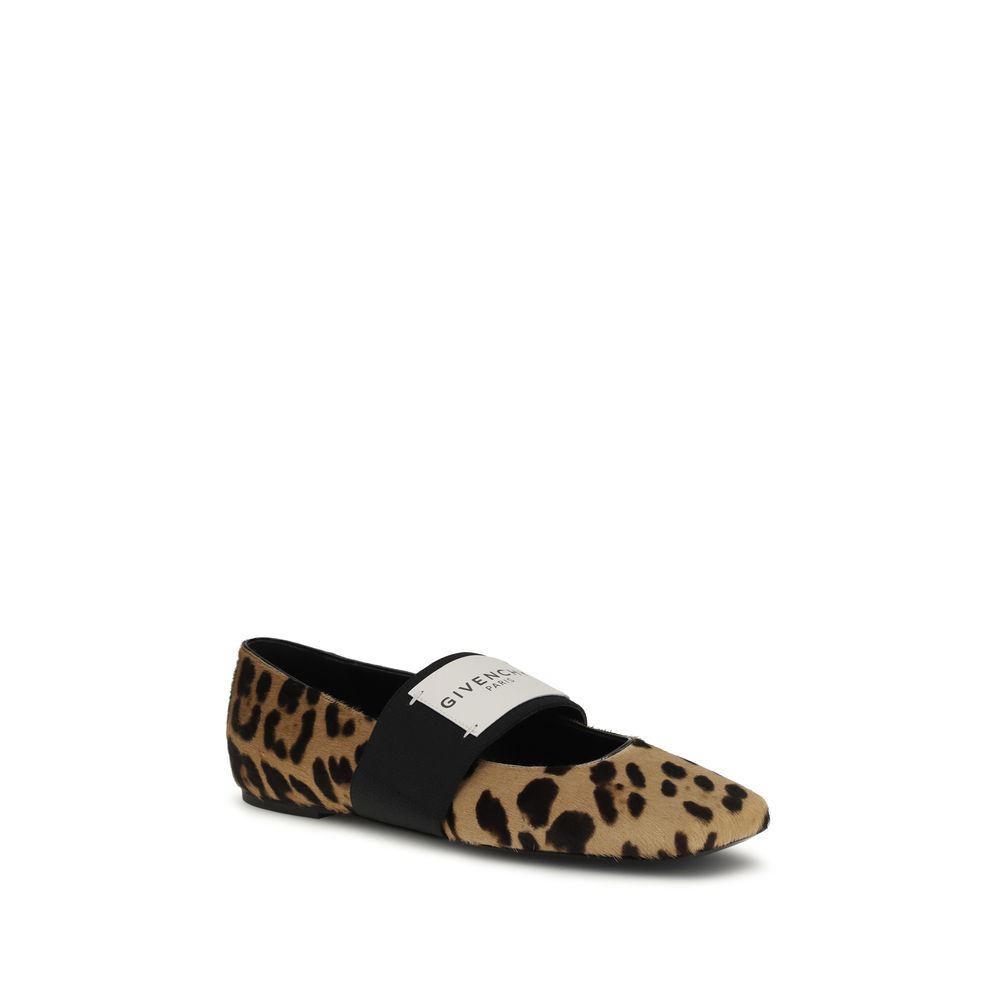 Beige Calf Leather Bos Taurus Ballet Flats