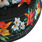 Men Black Floral Print Nylon Fisherman Cap Hat