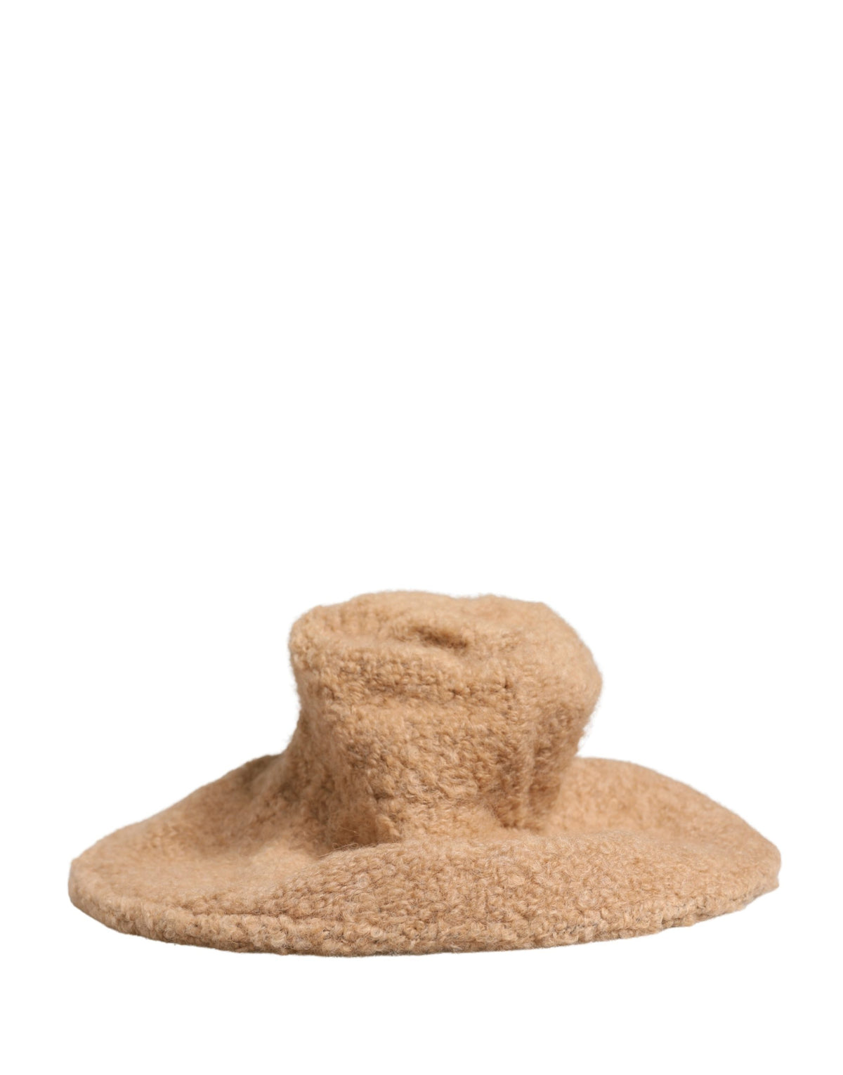 Beige Virgin Wool Fur Women Knitted Capello Hat