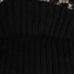 Black Wool Crystal Embellished Balaclava Hat