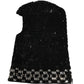 Black Wool Crystal Embellished Balaclava Hat