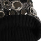 Black Wool Crystal Embellished Balaclava Hat