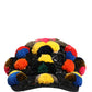 Multicolor Pom Poms Sequin Embellishment Hat