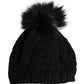 Black Acrylic Knitted Fur Winter Beanie