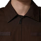 Brown Cotton Stretch Full Zip Bomber Jacket