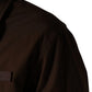 Brown Cotton Stretch Full Zip Bomber Jacket