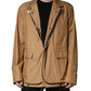 Brown Single Breasted Layered Coat Jacket