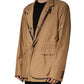 Brown Single Breasted Layered Coat Jacket