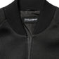 Men Black Nylon Full Zip Bomber Jacket