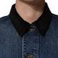 Black Blue Cotton Denim Blouson Men Jacket