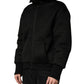 Men Black Hooded Full Zip Bomber Jacket