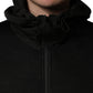 Men Black Hooded Full Zip Bomber Jacket