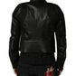 Black Nylon Full Zip Men Biker Coat Jacket