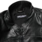 Black Nylon Full Zip Men Biker Coat Jacket