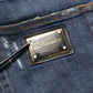 Dark Blue Washed Skinny Cotton Denim  Jeans