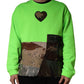 Green Patchwork Heart Men Sweatshirt Sweater