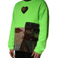 Green Patchwork Heart Men Sweatshirt Sweater