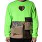 Green Patchwork Heart Men Sweatshirt Sweater
