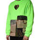 Green Patchwork Heart Men Sweatshirt Sweater