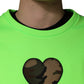 Green Patchwork Heart Men Sweatshirt Sweater