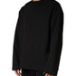 Black Cotton Crew Neck Sweatshirt  Sweater