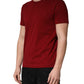 Maroon Cotton Crew Neck Short Sleeves T-shirt