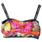 Multicolor Silk Cropped Bustier Corset Top