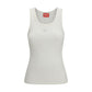 White Cotton Sleeveles T-Shirt