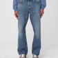 Blue Cotton Flared Jeans