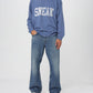 Blue Cotton Flared Jeans