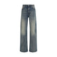 Blue Cotton Straight-Leg Jeans