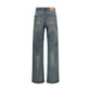 Blue Cotton Straight-Leg Jeans
