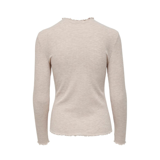 Beige Polyester Turtleneck
