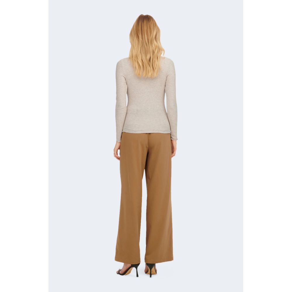 Beige Polyester Turtleneck