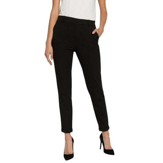 Black Polyester Casual Pants