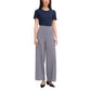 Blue Polyester Casual Pants