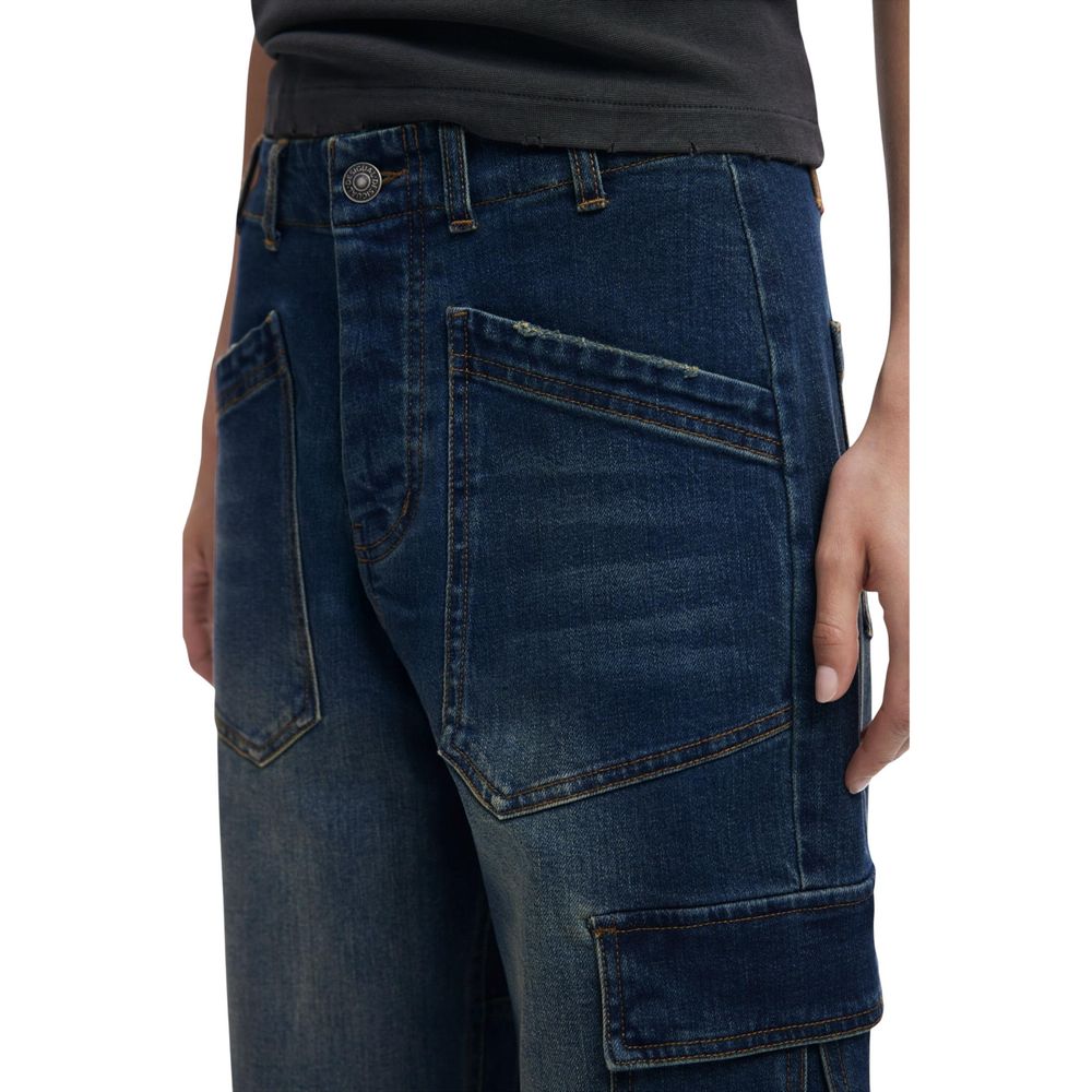 Blue Cotton Boyfriend Jeans