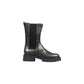 Gray Leather Ankle Boots